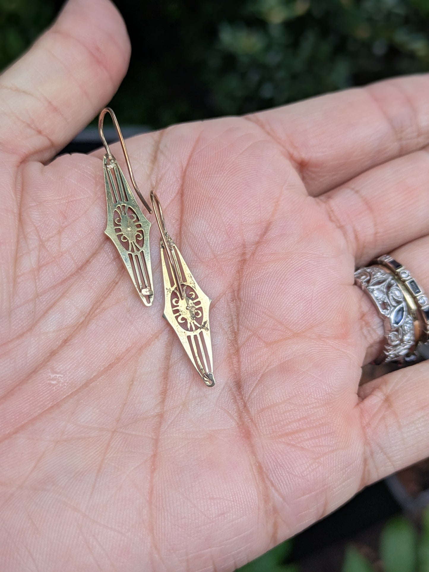 14k Lingerie Pins converted to Earrings with Seed Pearl