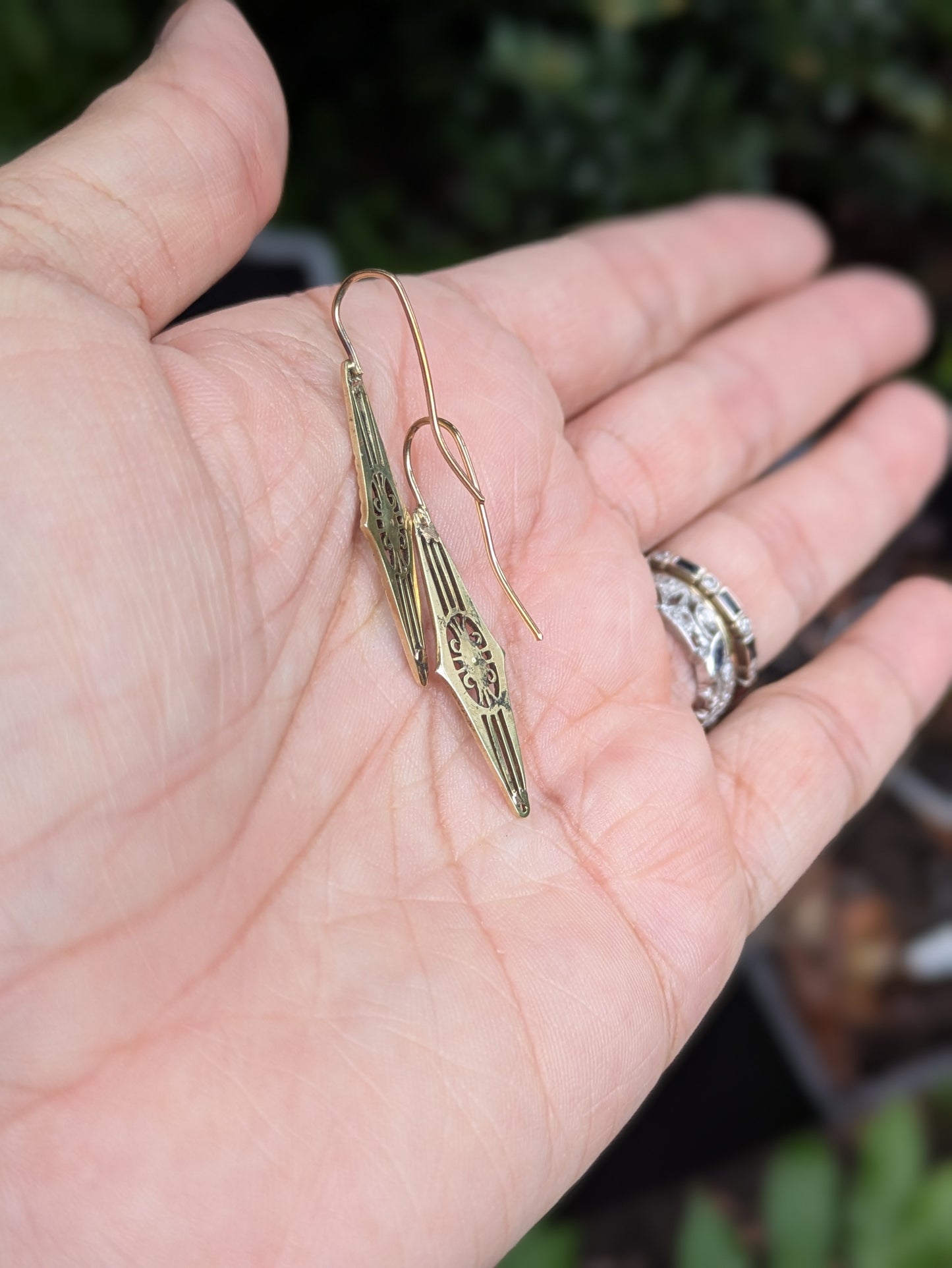14k Lingerie Pins converted to Earrings with Seed Pearl