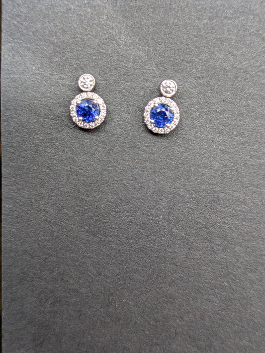 18k Sapphire and Diamond Stud Earrings