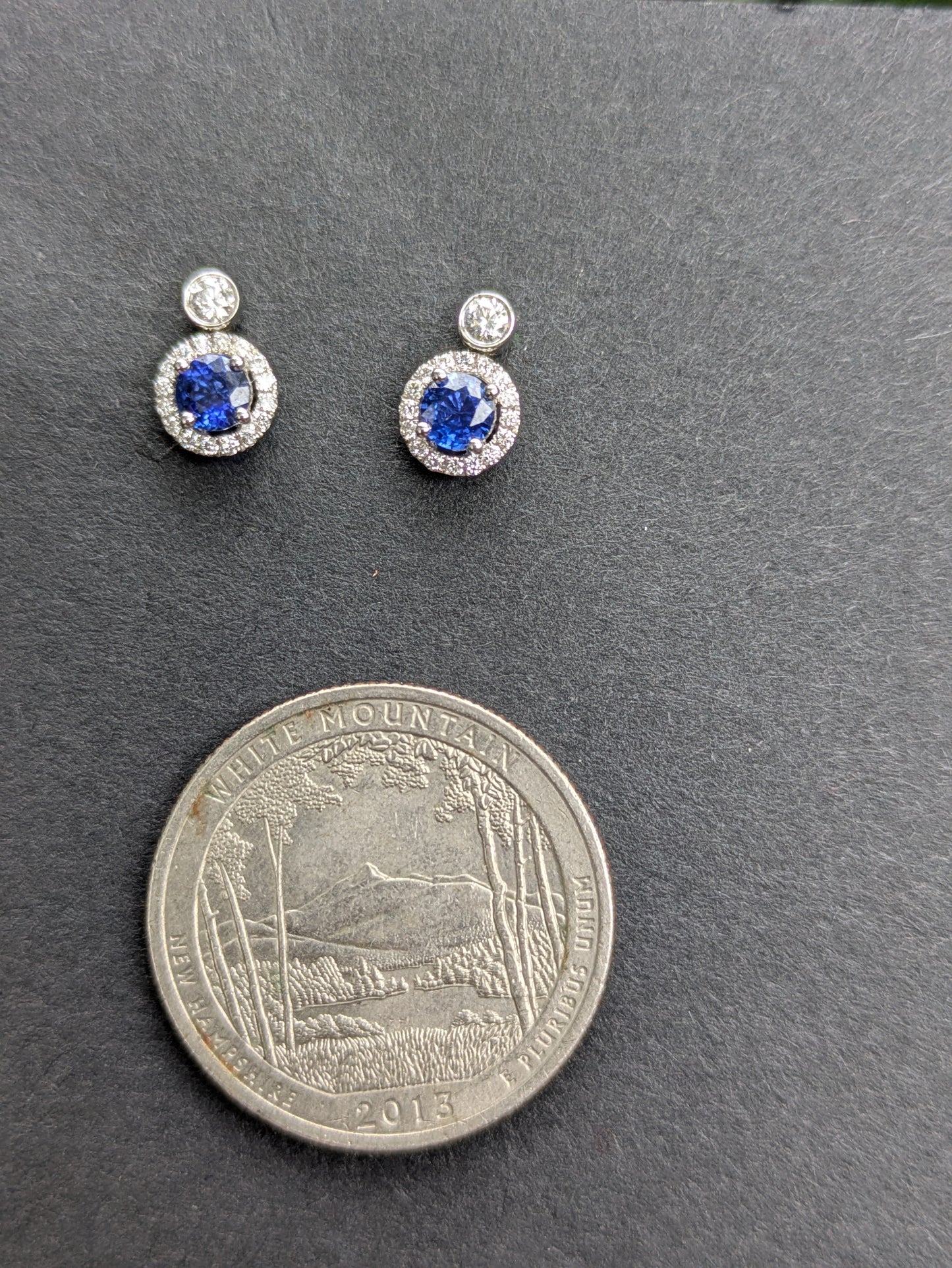 18k Sapphire and Diamond Stud Earrings