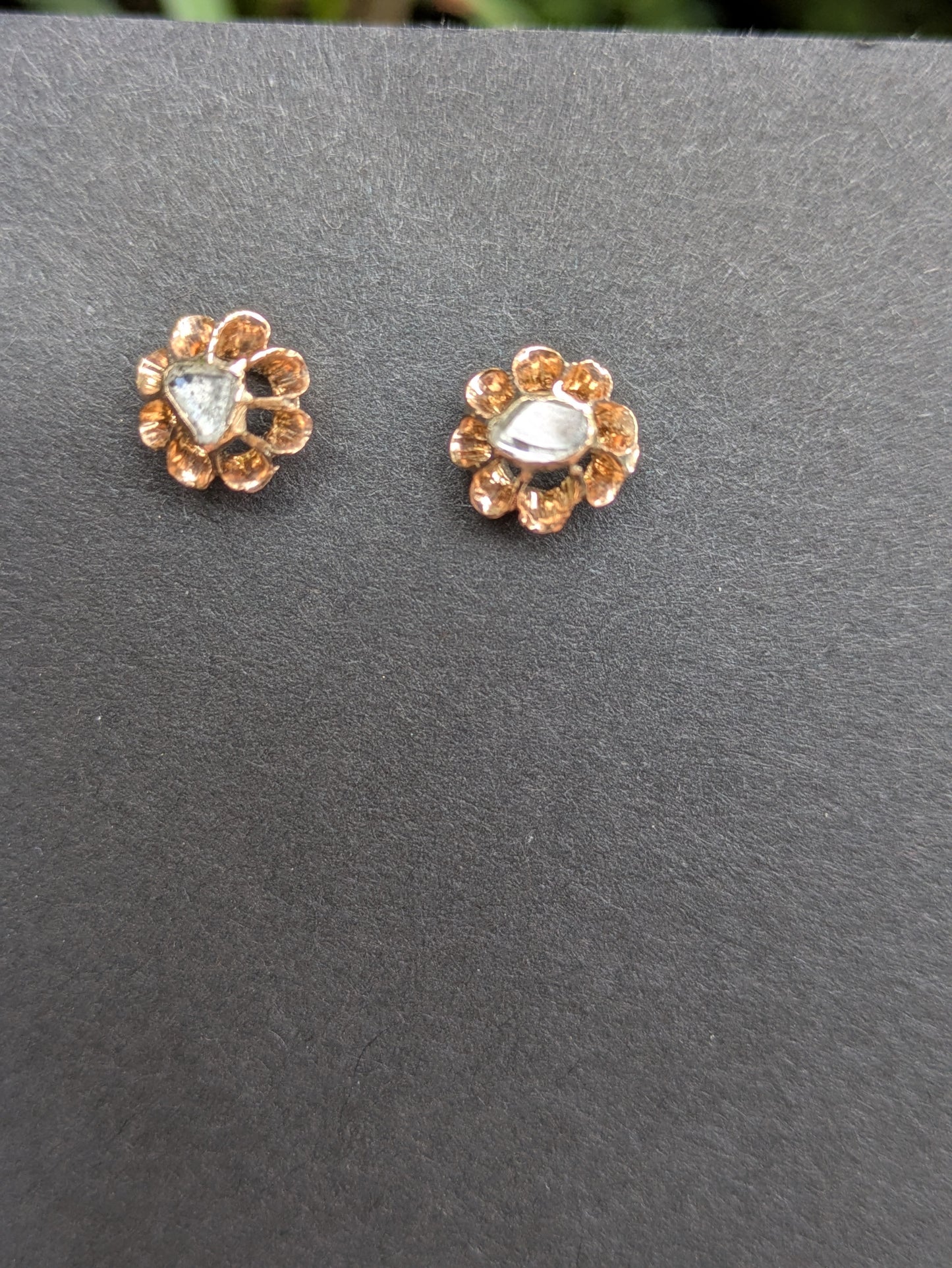 14k Rose Cut Diamond Earrings