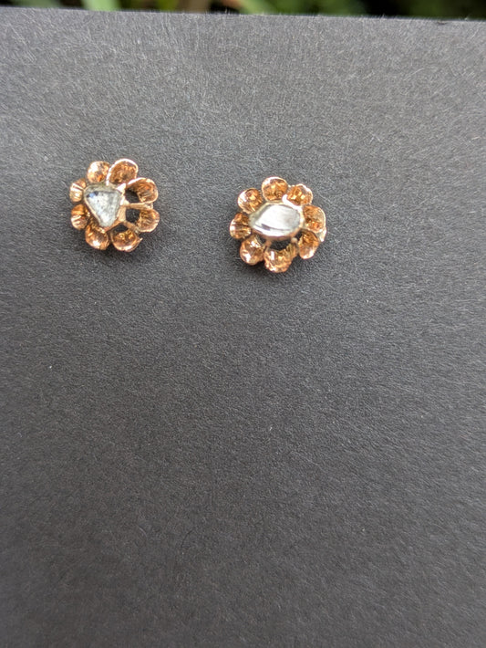 14k Rose Cut Diamond Earrings
