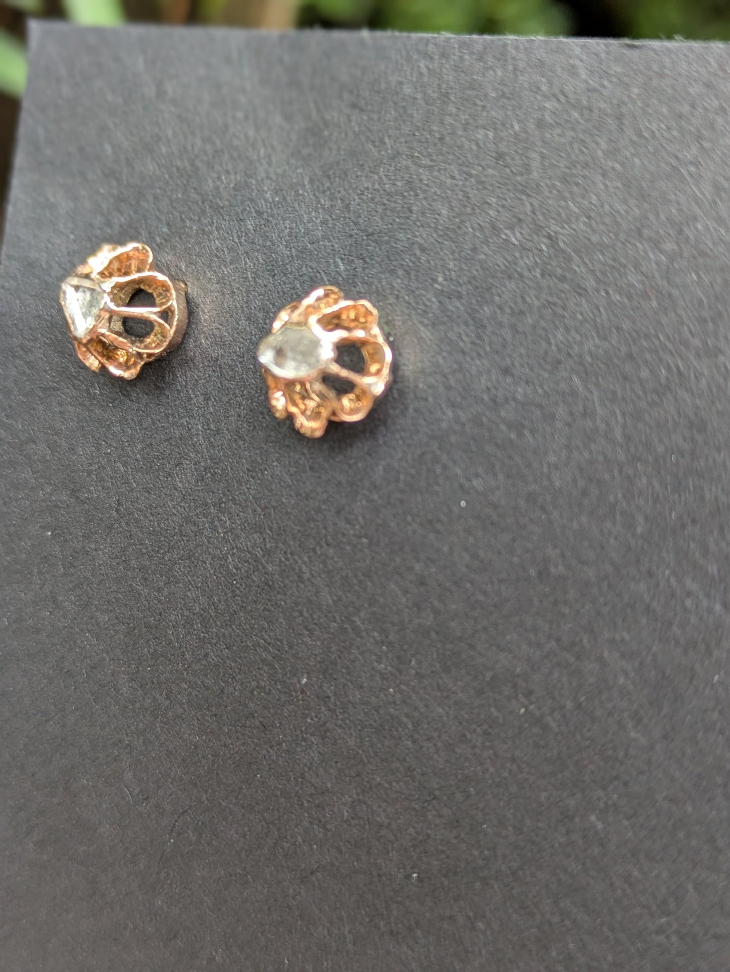 14k Rose Cut Diamond Earrings