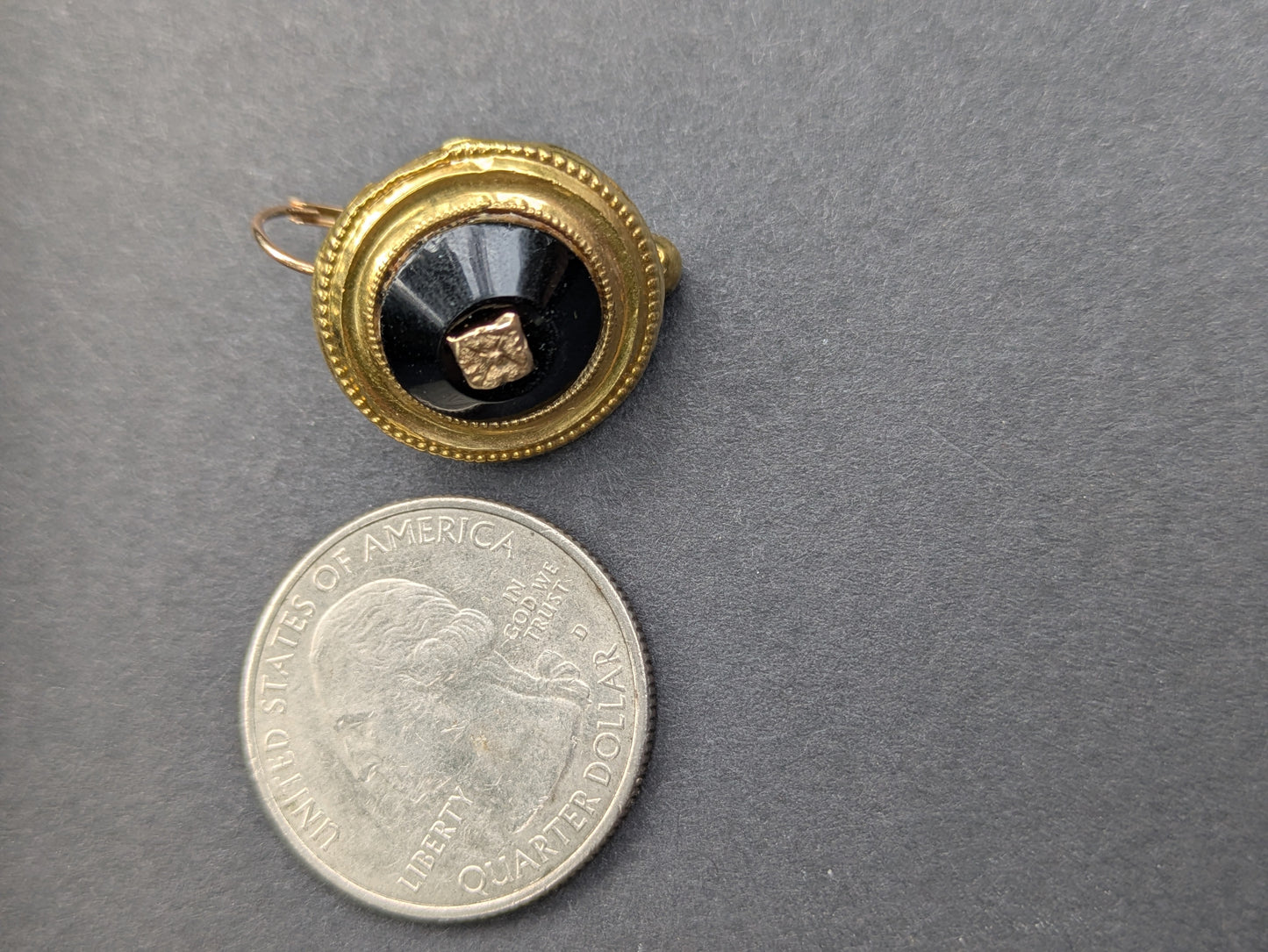 14k 1880's Dutch Button Earrings with Onyx