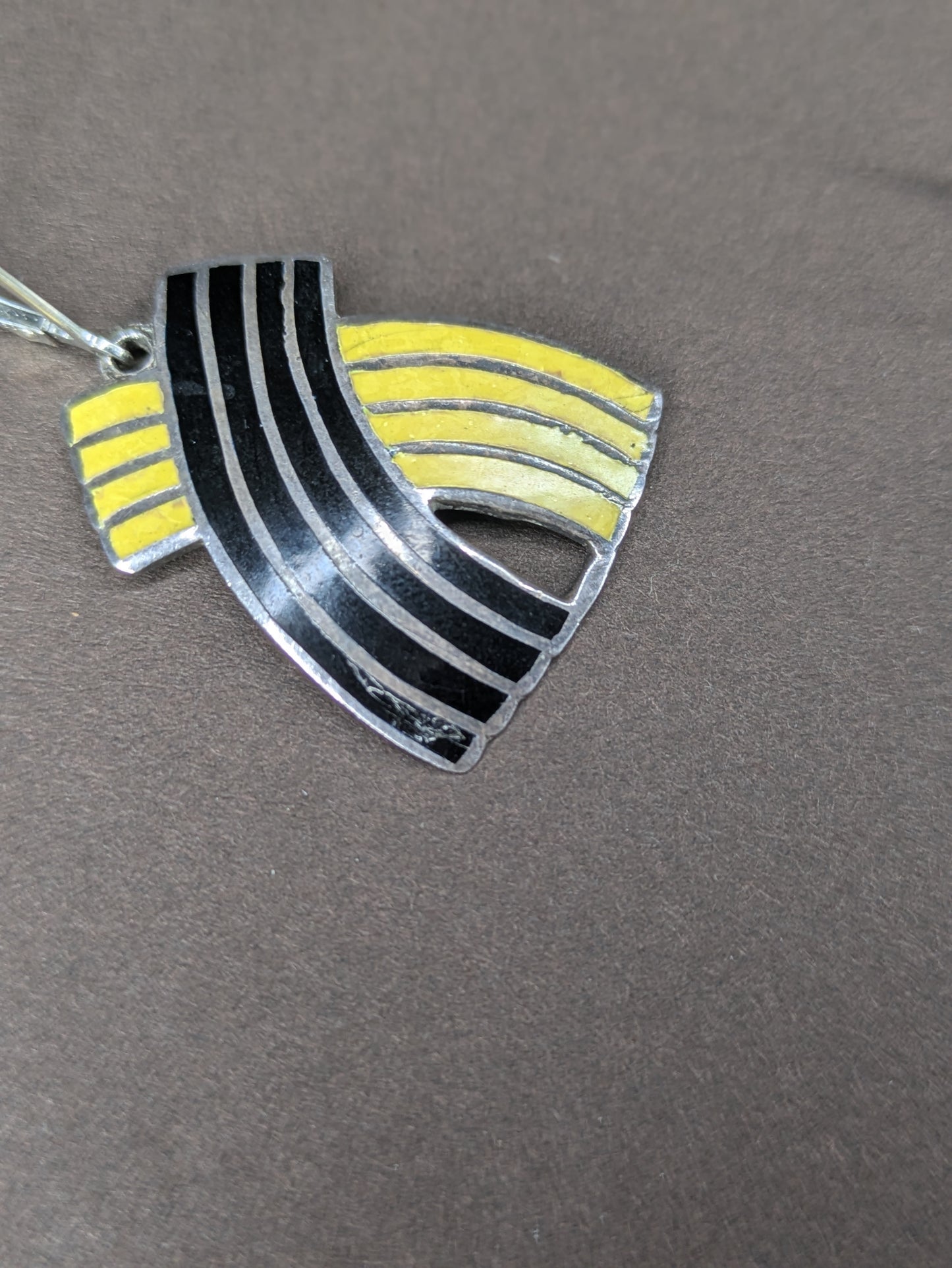 Margot Yellow and Black Enamel Sterling Taxco Mexico Earrings