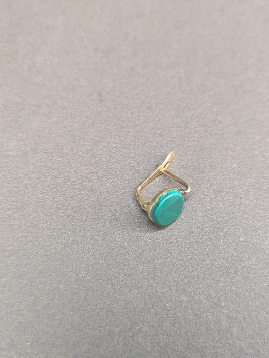 14k German Leverback Earrings with Malachite