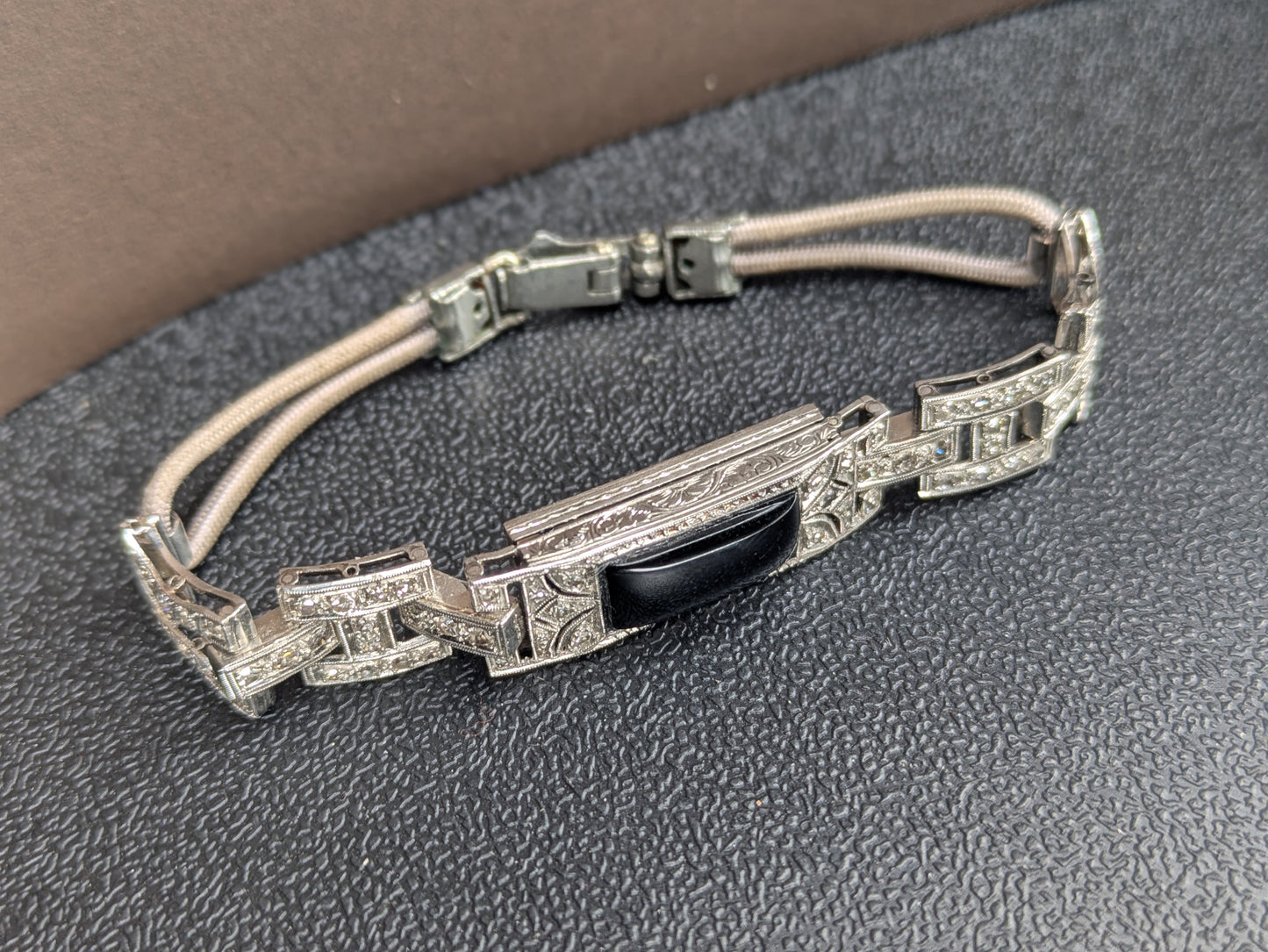 Platinum, Diamond and Onyx Bracelet