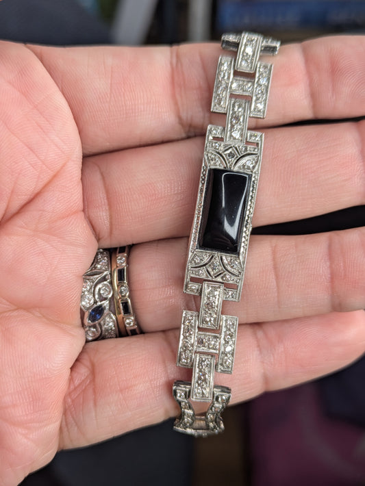 Platinum, Diamond and Onyx Bracelet
