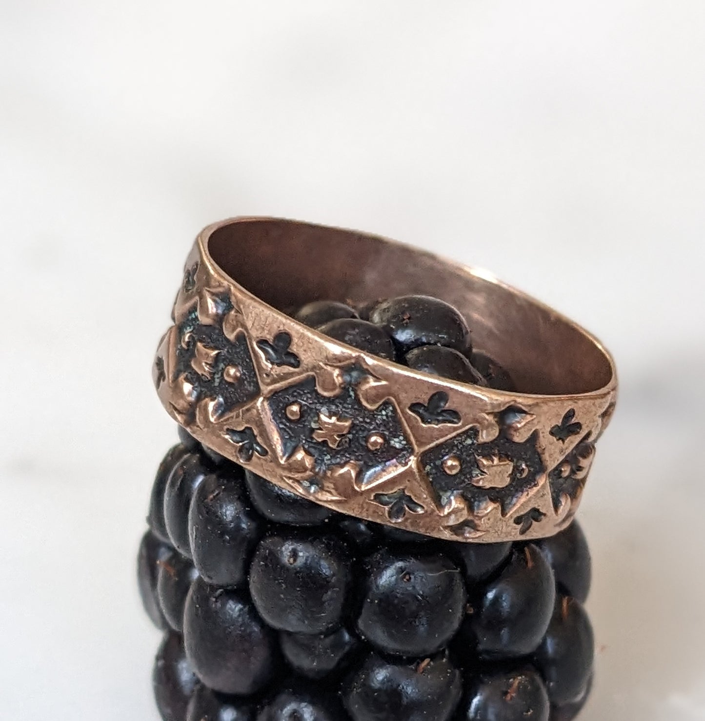 rose gold 10k Cigar band with bead work