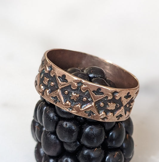 rose gold 10k Cigar band with bead work