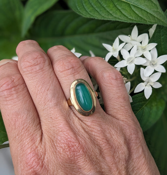 German green chalcedony ring