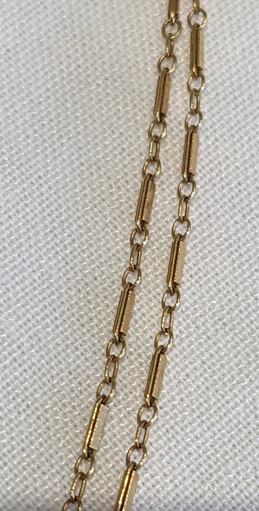 14k deco chain folded bar