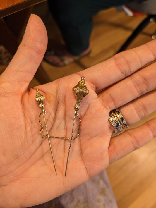 14kt German hair pins Beidermeier