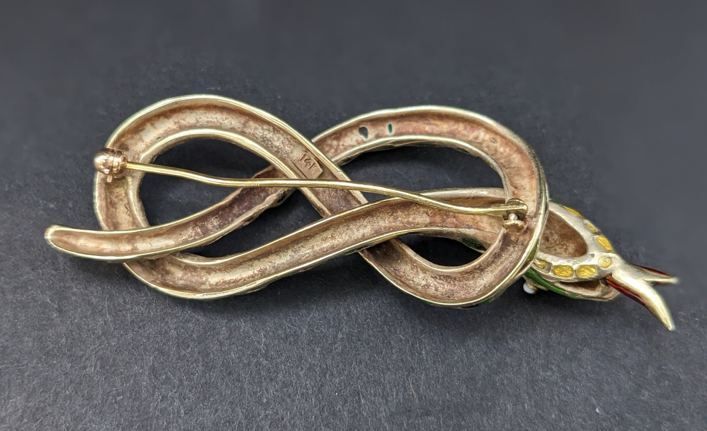 14k Enamel Snake Brooch