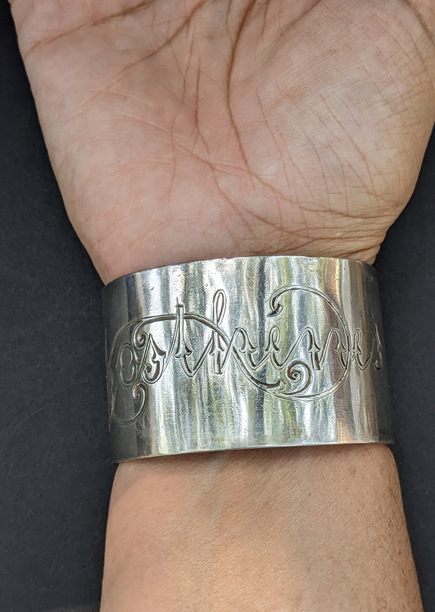 1900s Sterling Engraved Cuff