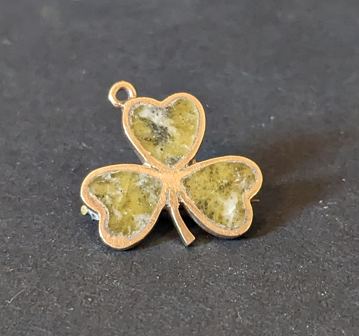 9K Irish Shamrock gold and marble Pendant