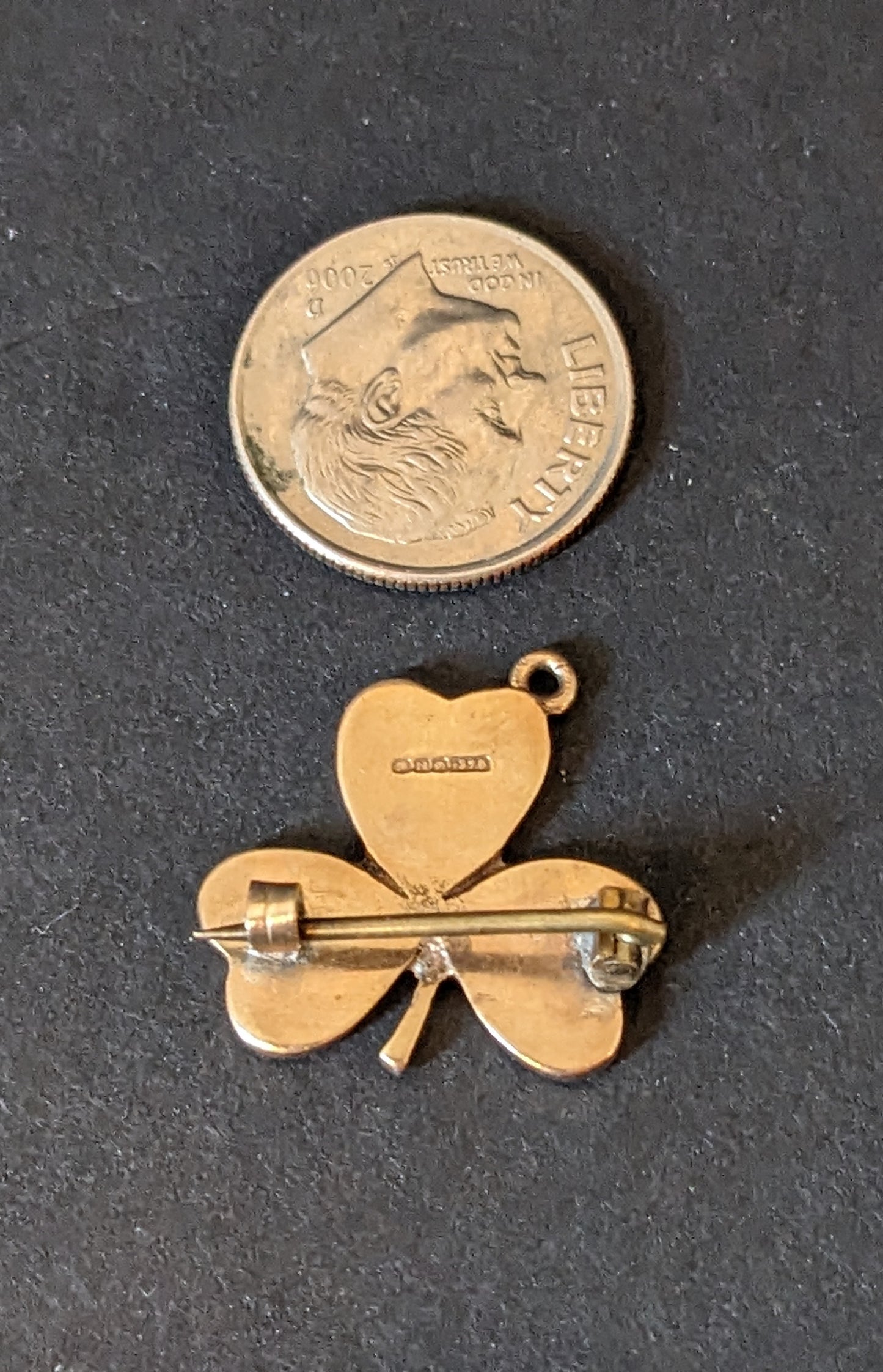 9K Irish Shamrock gold and marble Pendant