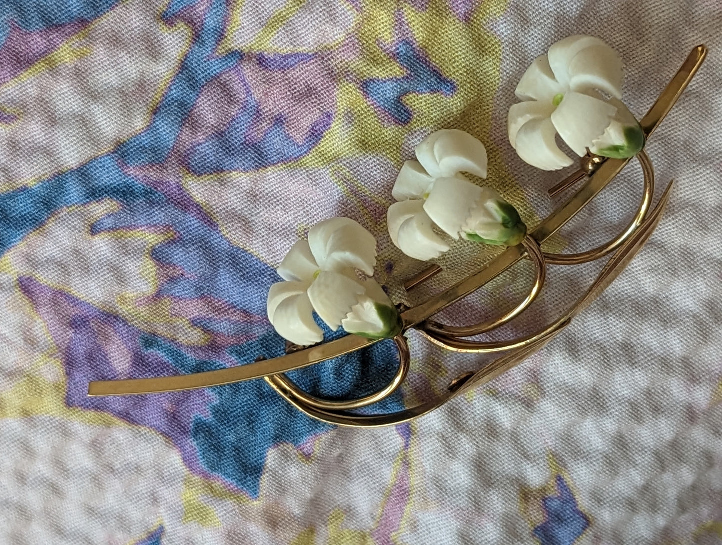 Painted Bone Flower Crown Hallmark Pin