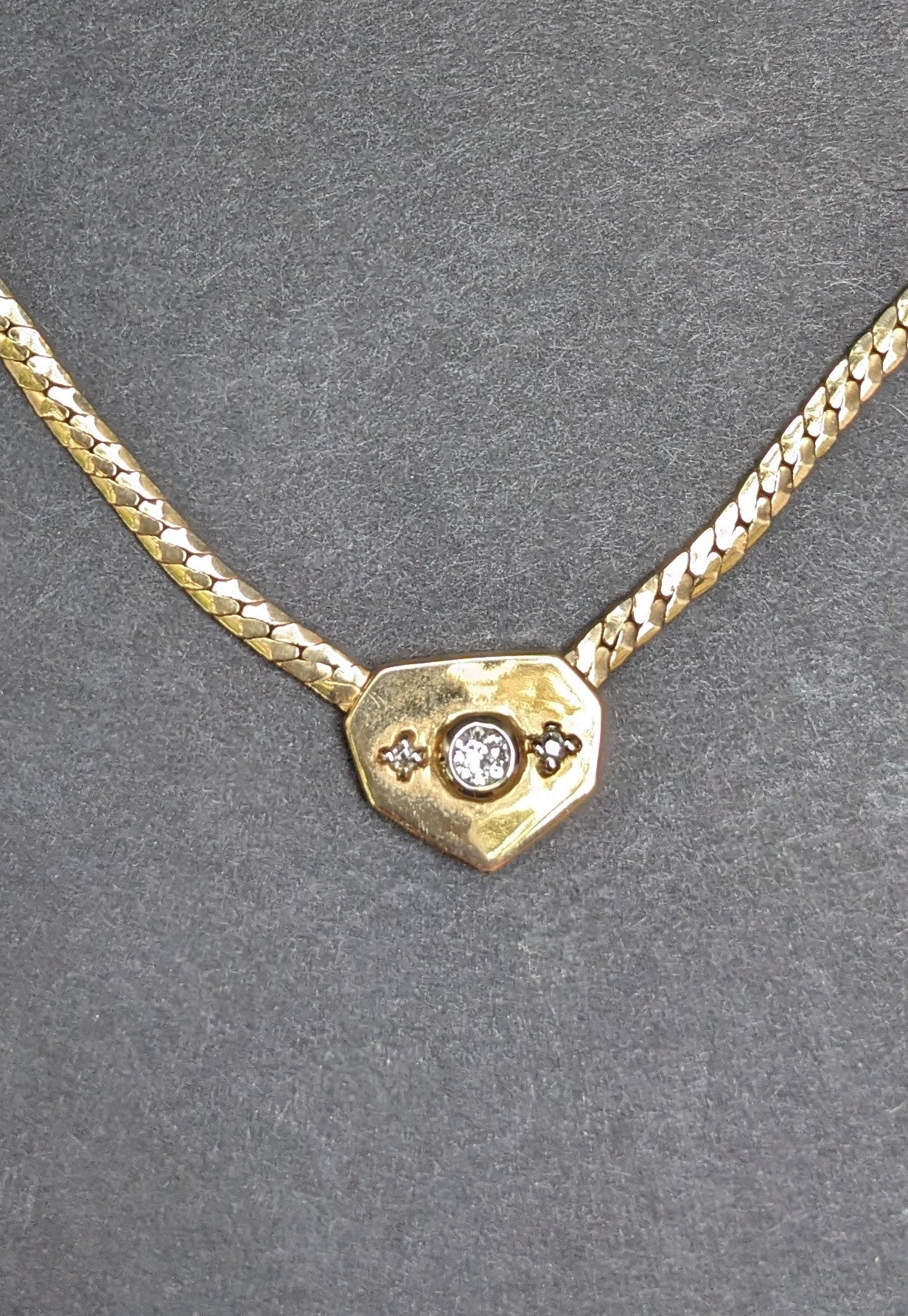 14k Gold and Diamond Round Brilliant Vintage Necklace