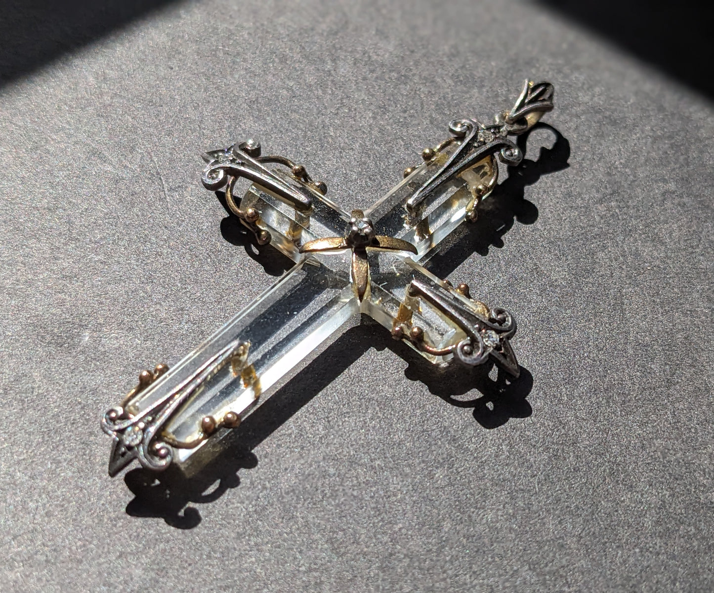 Rock Crystal Diamond and Silver Cross, 1870's