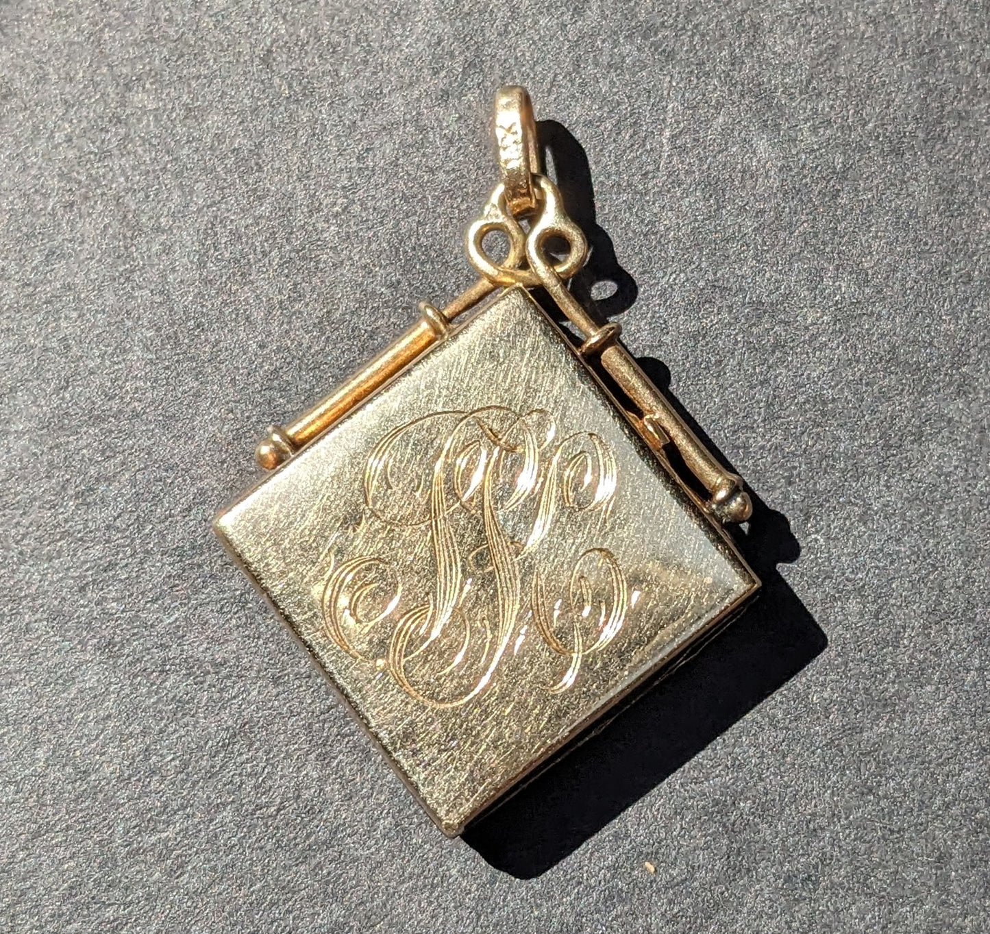 14Kt Art Deco Square Monogram locket