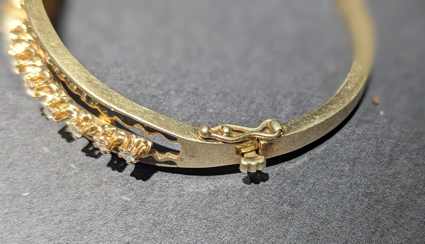 14k Gold Diamond and Black Enamel Bracelet