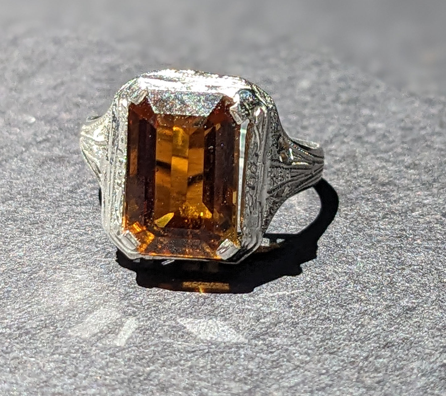 10K filigree Smokey Topaz Ring