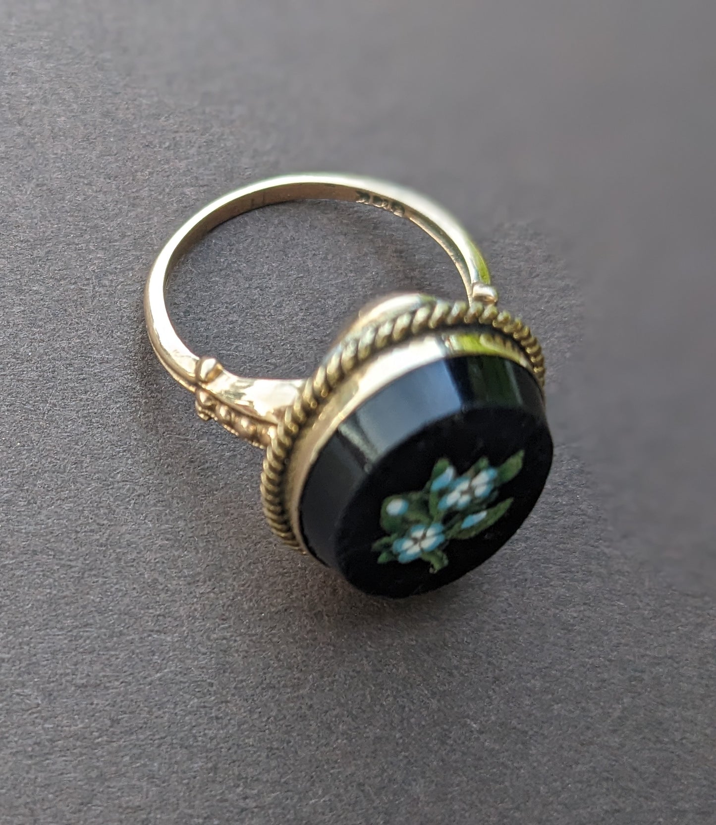 18k Gold, Pietra Dura Mosaic Ring Conversion