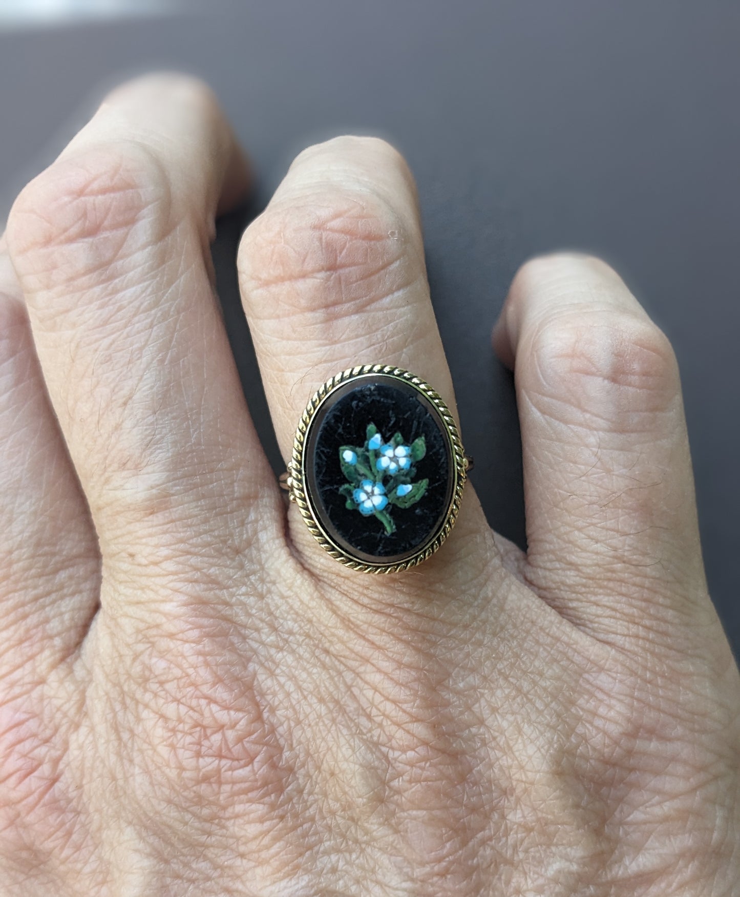 18k Gold, Pietra Dura Mosaic Ring Conversion