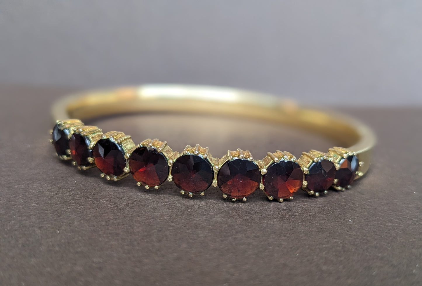 Dutch Garnet Bracelet Gold Filled, 3 in diameter