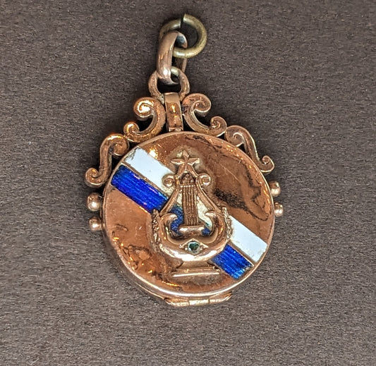 14k Gold German Blue and White Enamel Locket (June 1902)