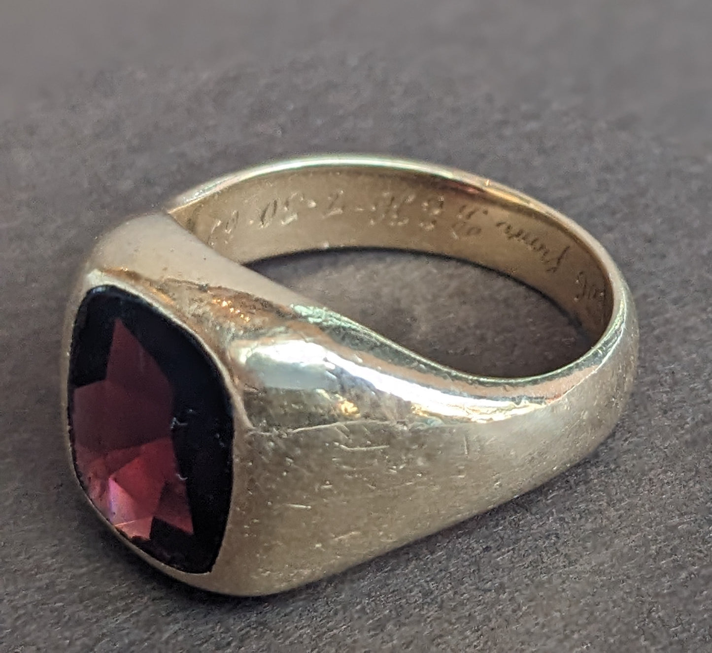 14k Gold and Garnet Signet Style Ring