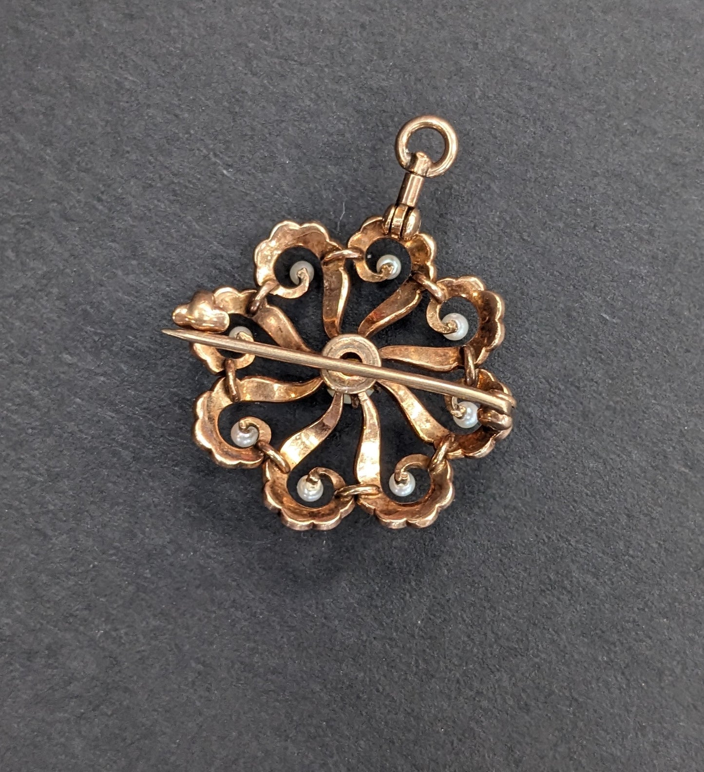 14k Gold and All Pearl Starburst Pin/Pendant