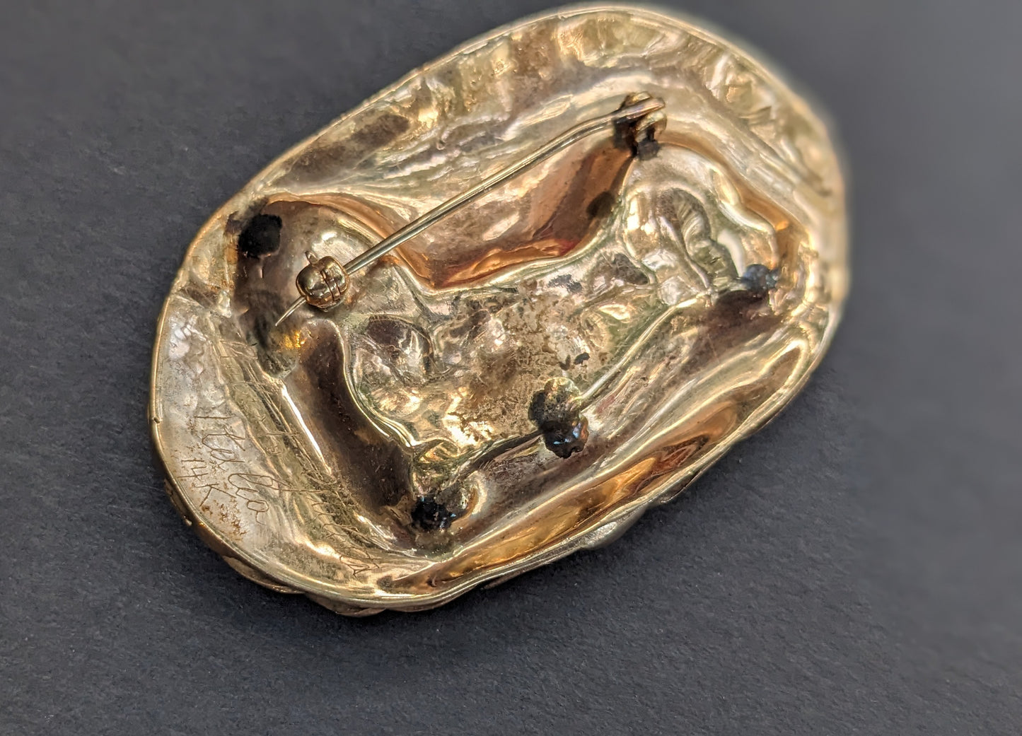 Carved Pearl Sphinx and Diamond Brooch