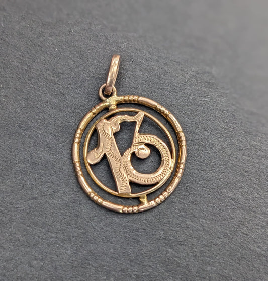 18k Gold French "13" Pendant