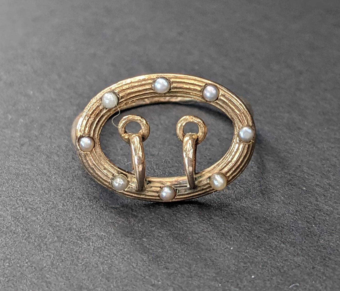 14k Gold Conversion Seed Pearl Buckle Ring