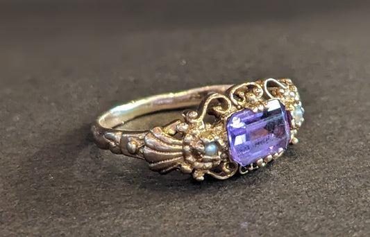 1850's Amethyst and Pearl Ring