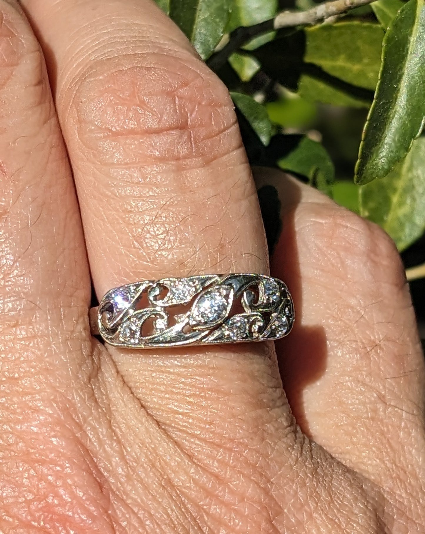 14k White Gold and Diamond1950s Half Band