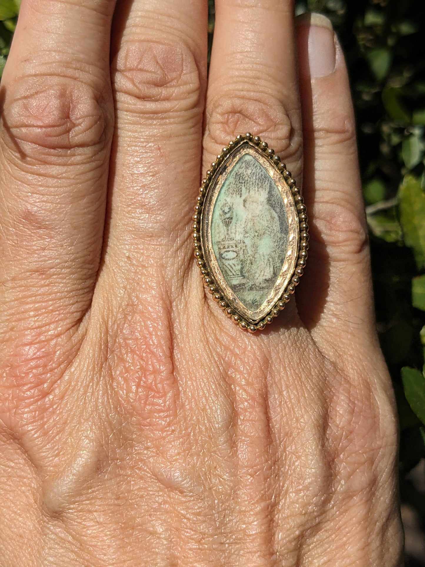 14k Gold French Mourning Brooch Conversion to Ring