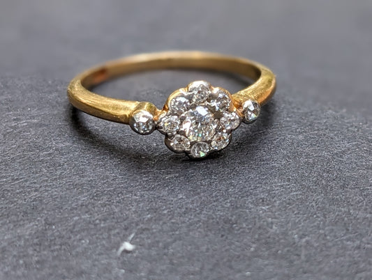 18k Gold and OEC Diamond Cluster Ring