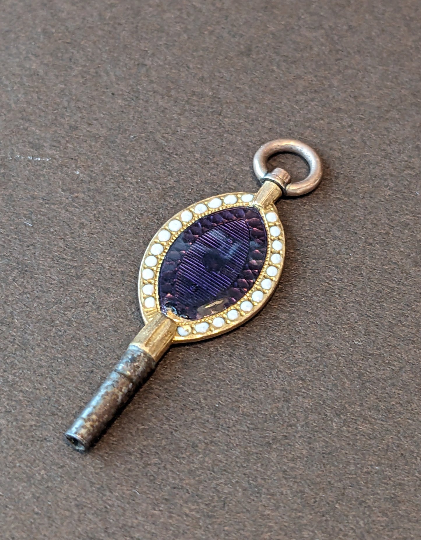 Watch Key Gold and Enamel Pendant