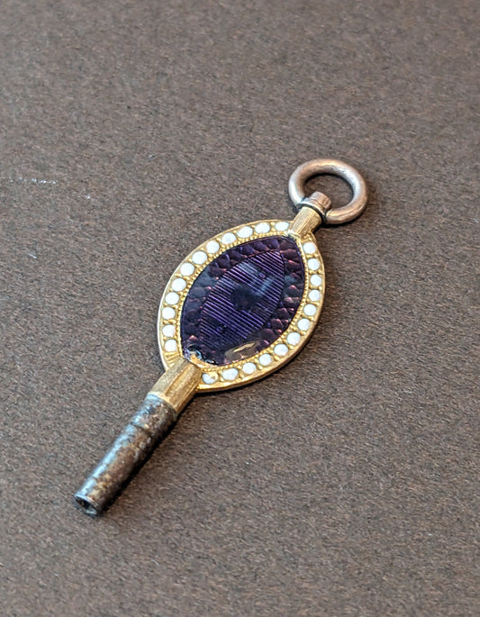 Watch Key Gold and Enamel Pendant