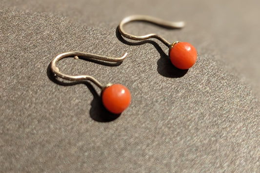 10k Rose Gold and Coral Dainty Earrings