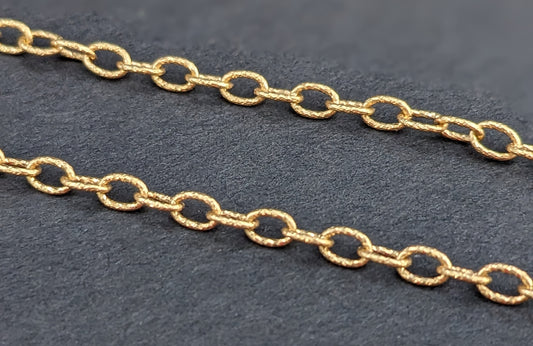 16 inch oval link modern yellow gold chain