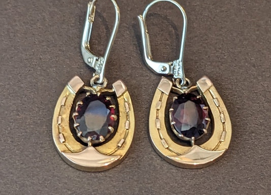 Horseshoe and garnet earrings