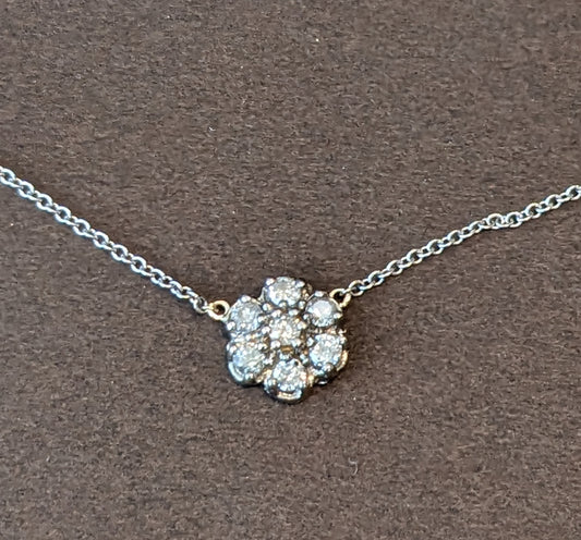 14k Diamond Cluster Necklace