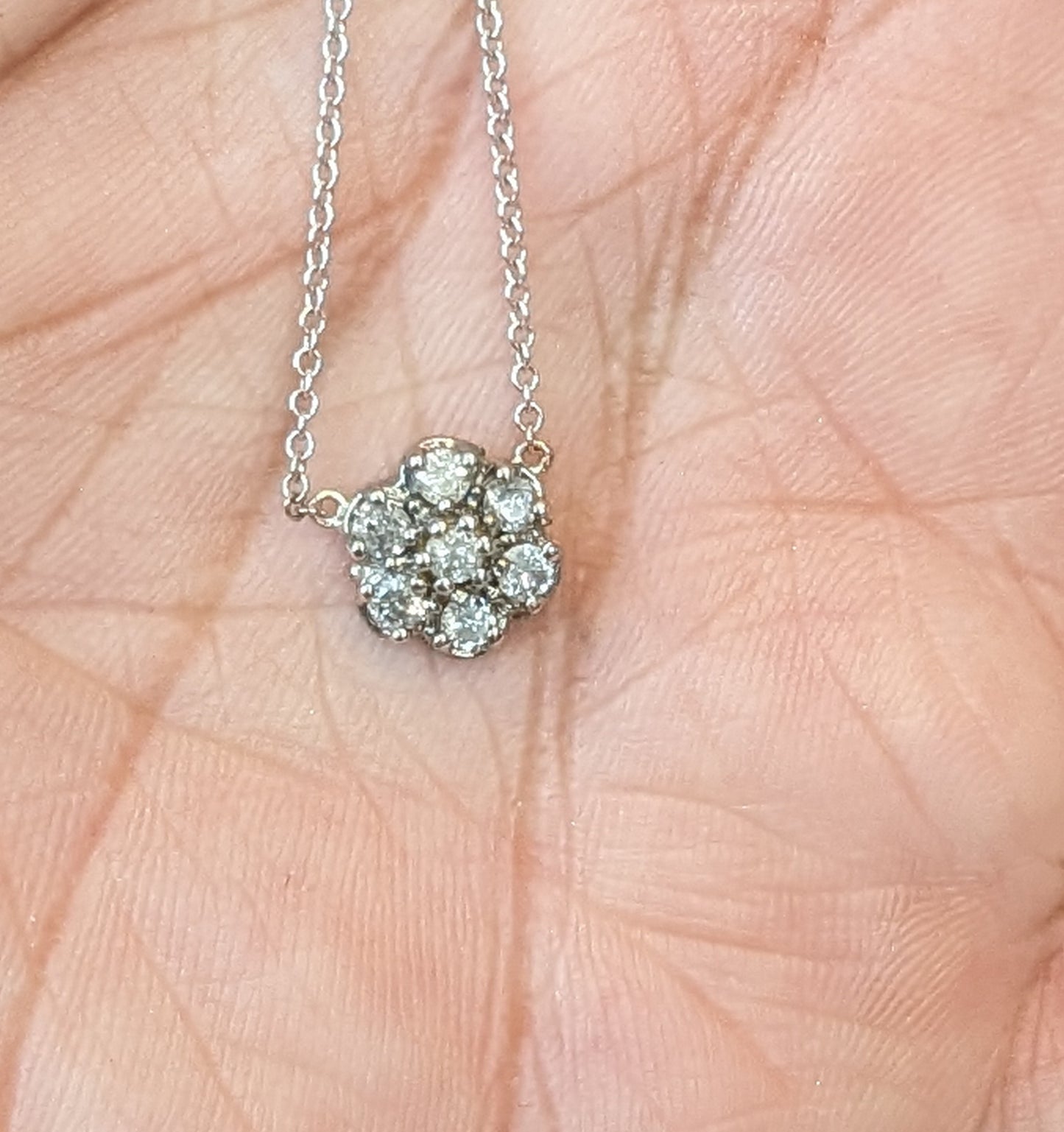 14k Diamond Cluster Necklace