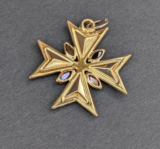 18k Maltese Cross pendant with citrines