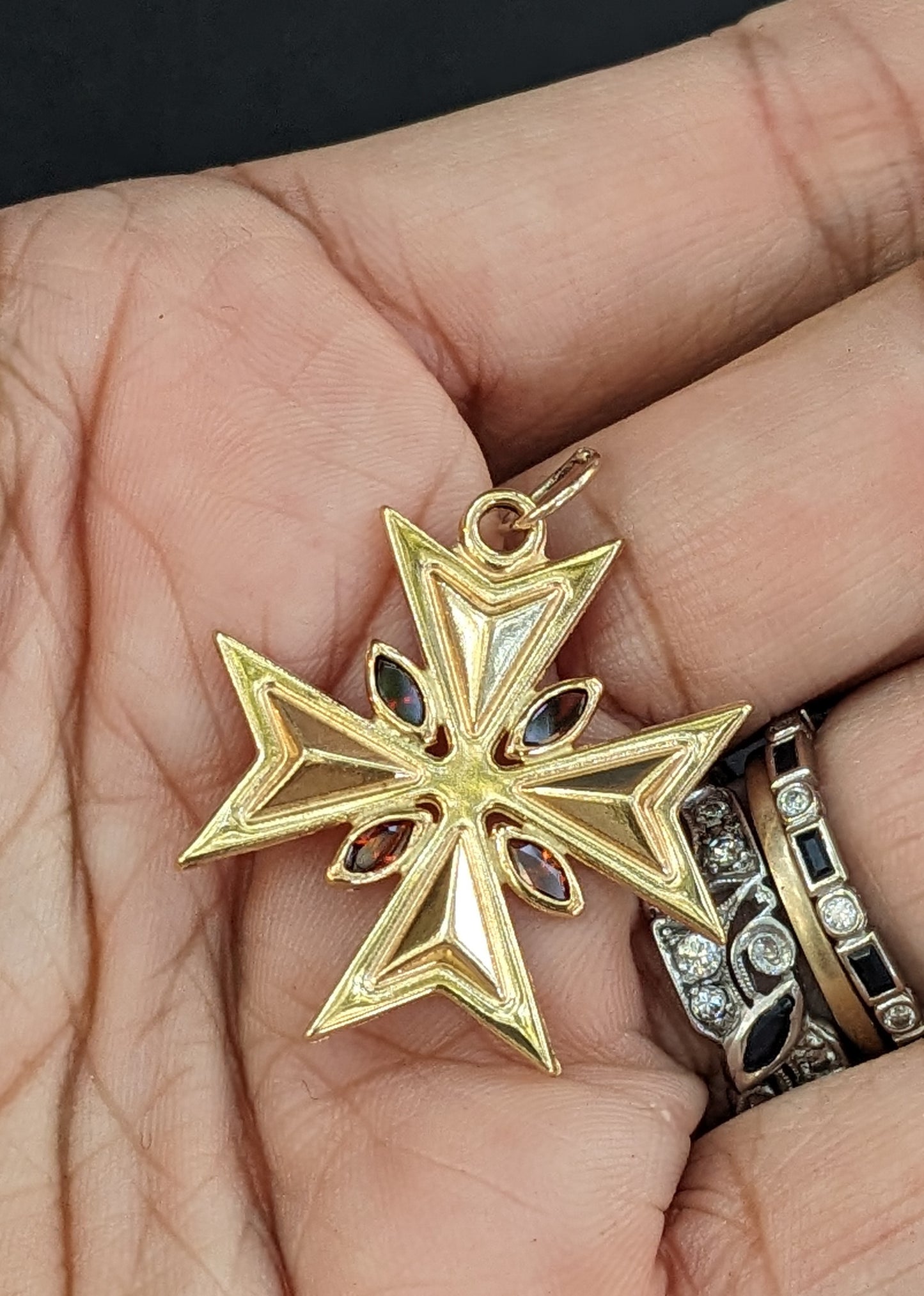 18k Maltese Cross pendant with citrines