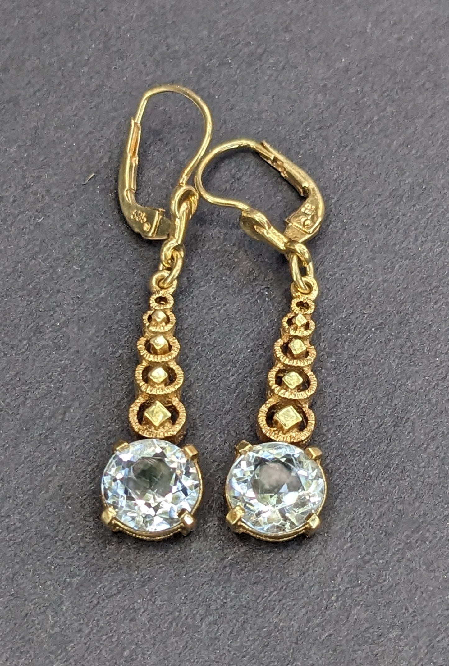 14k German dangle leverback earrings